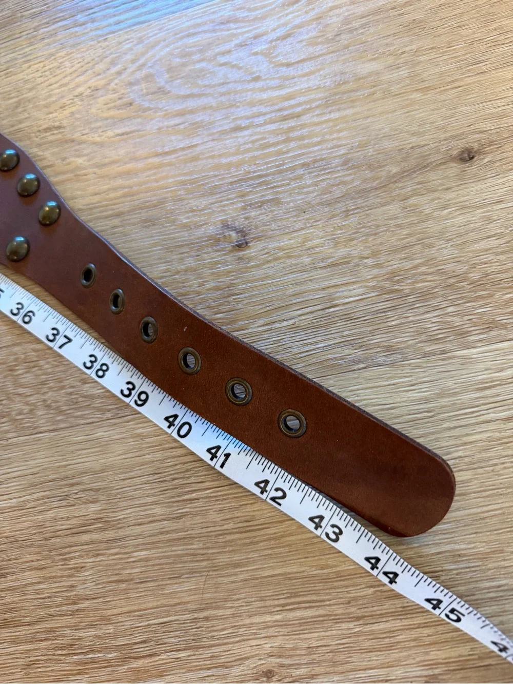 Woman’s Express genuine leather Brown Studded Belt made in Italy size L 43”
